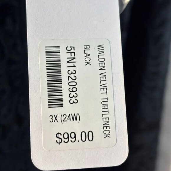 Soft Surroundings Black Floral Burnout Velvet Tunic Top With Crystal Button Cuff - Picture 8 of 12